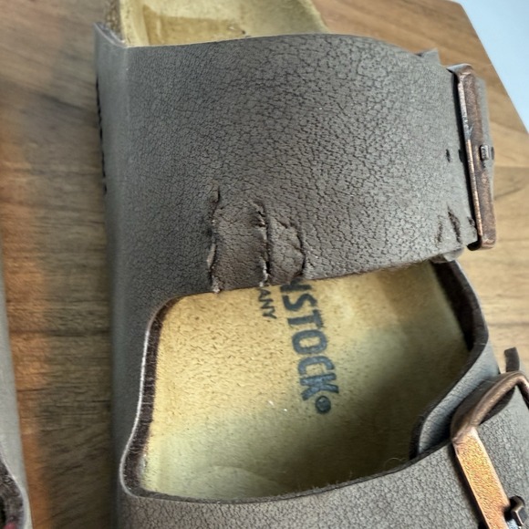 New NWOB Womens Birkenstock Arizona Brown Leather Comfort Slides Sandals Size 39 - Picture 9 of 11